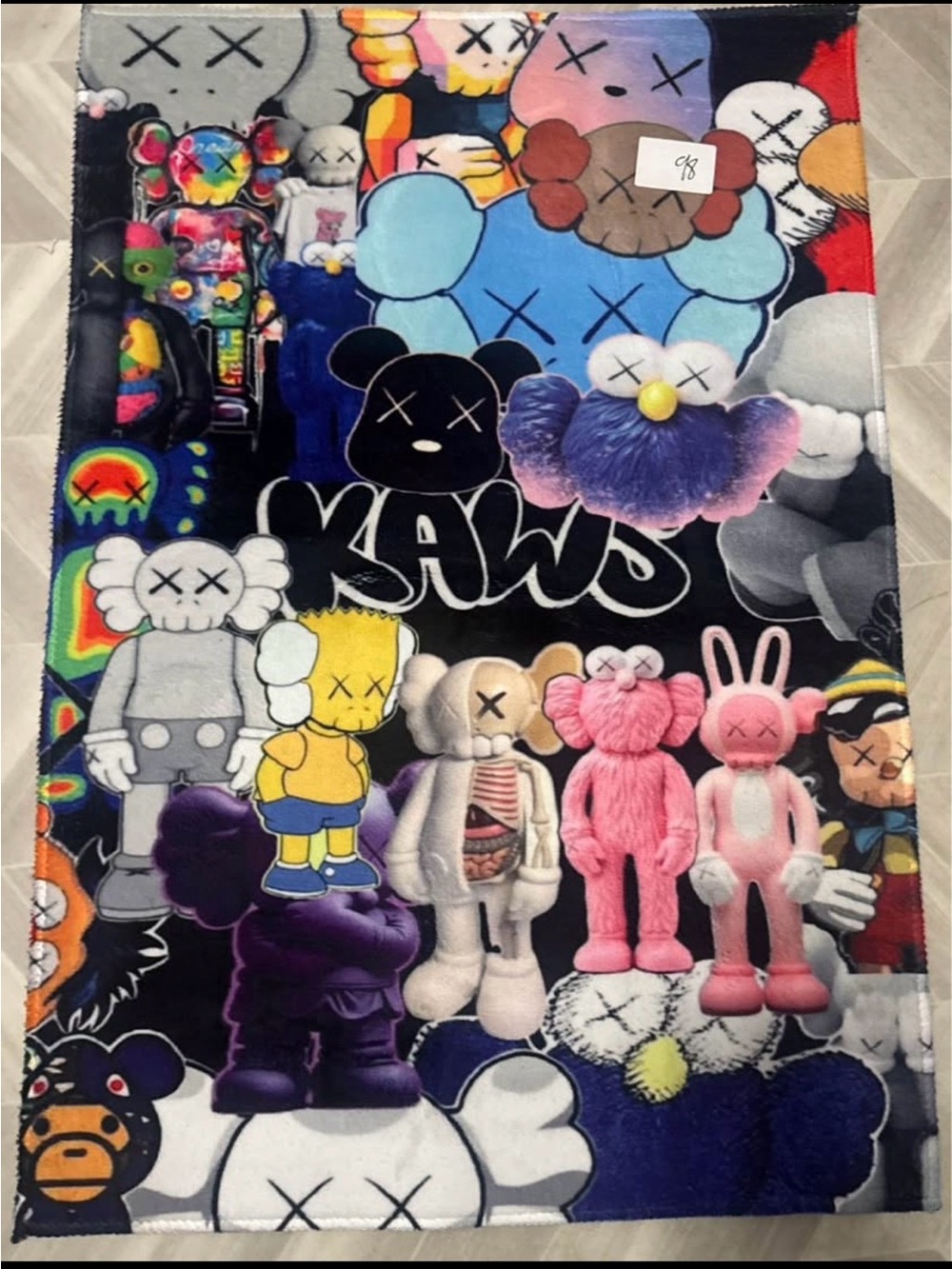 KAWS Multicolor Character Plush Collage Rug/Wall Decor 32x23 NEW - Non slip